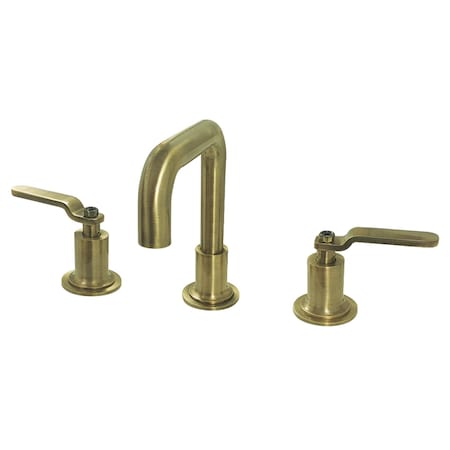 Kingston Brass KS142KLAB Widespread Bathroom Faucet with Push Pop-Up, Antique Brass KS142KLAB